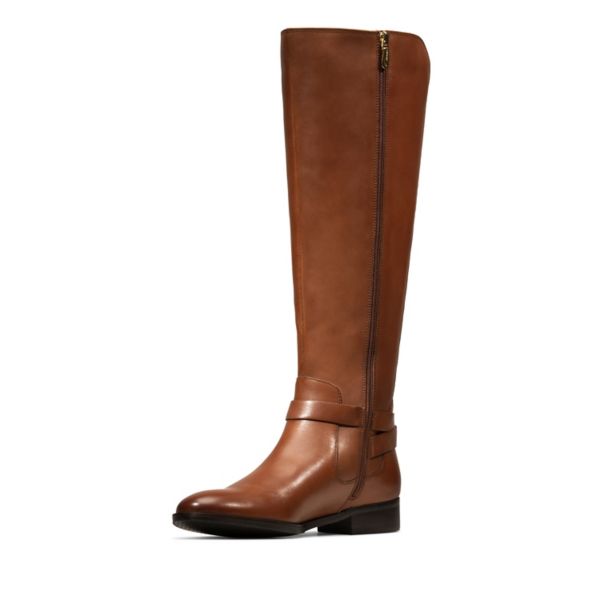 Clarks Womens Netley Whirl Knee High Boots Brown | UK-2185396